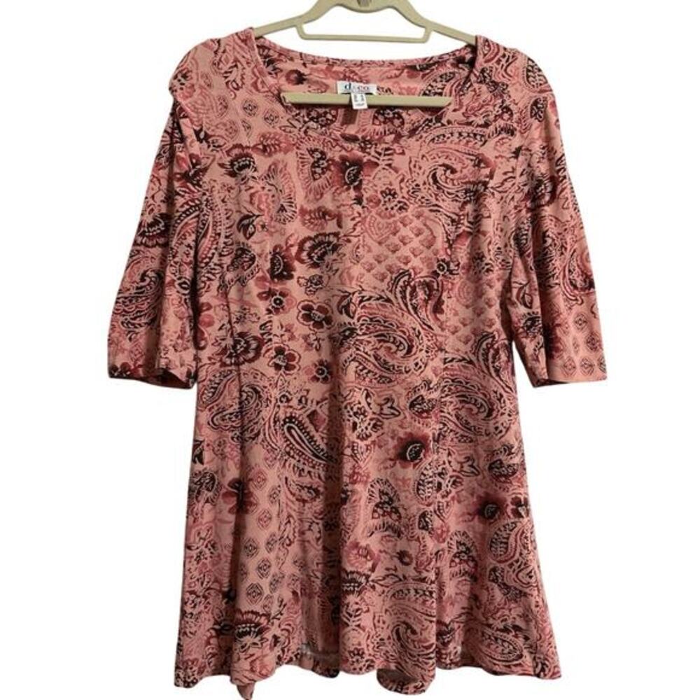 D & Co Denim & Company small‎ paisley print tunic mini dress